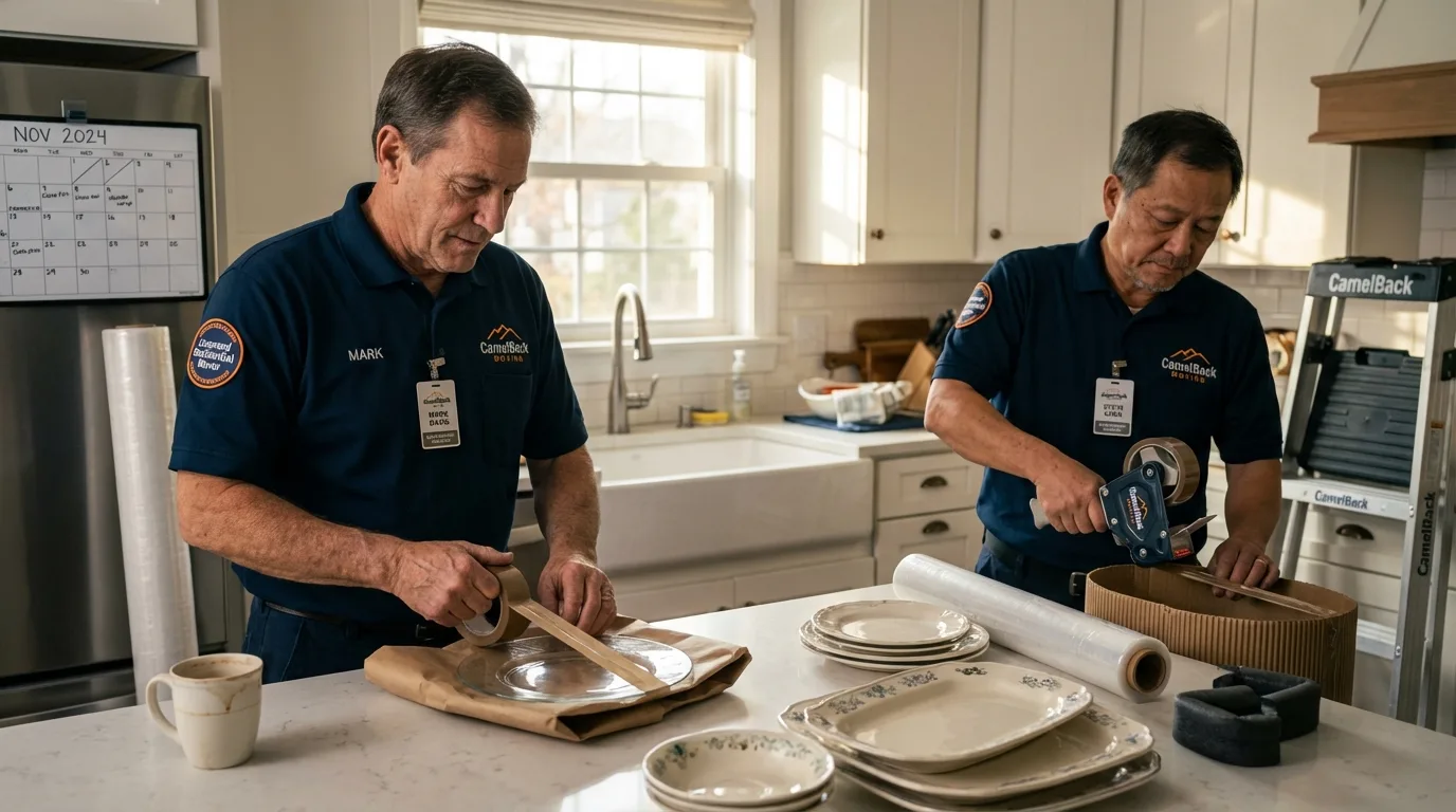 Professional crew packing kitchen dishware in Dry Ridge, KY